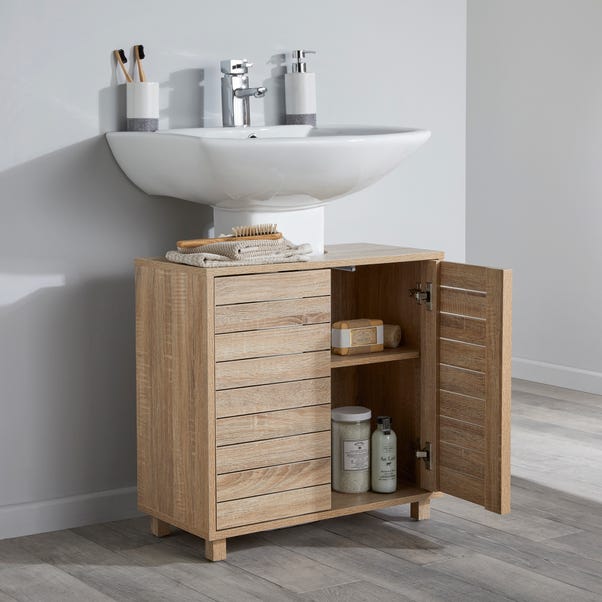 Natural Maia Oak Effect Under Basin Unit Dunelm - Under Sink Bathroom Cabinet Wood