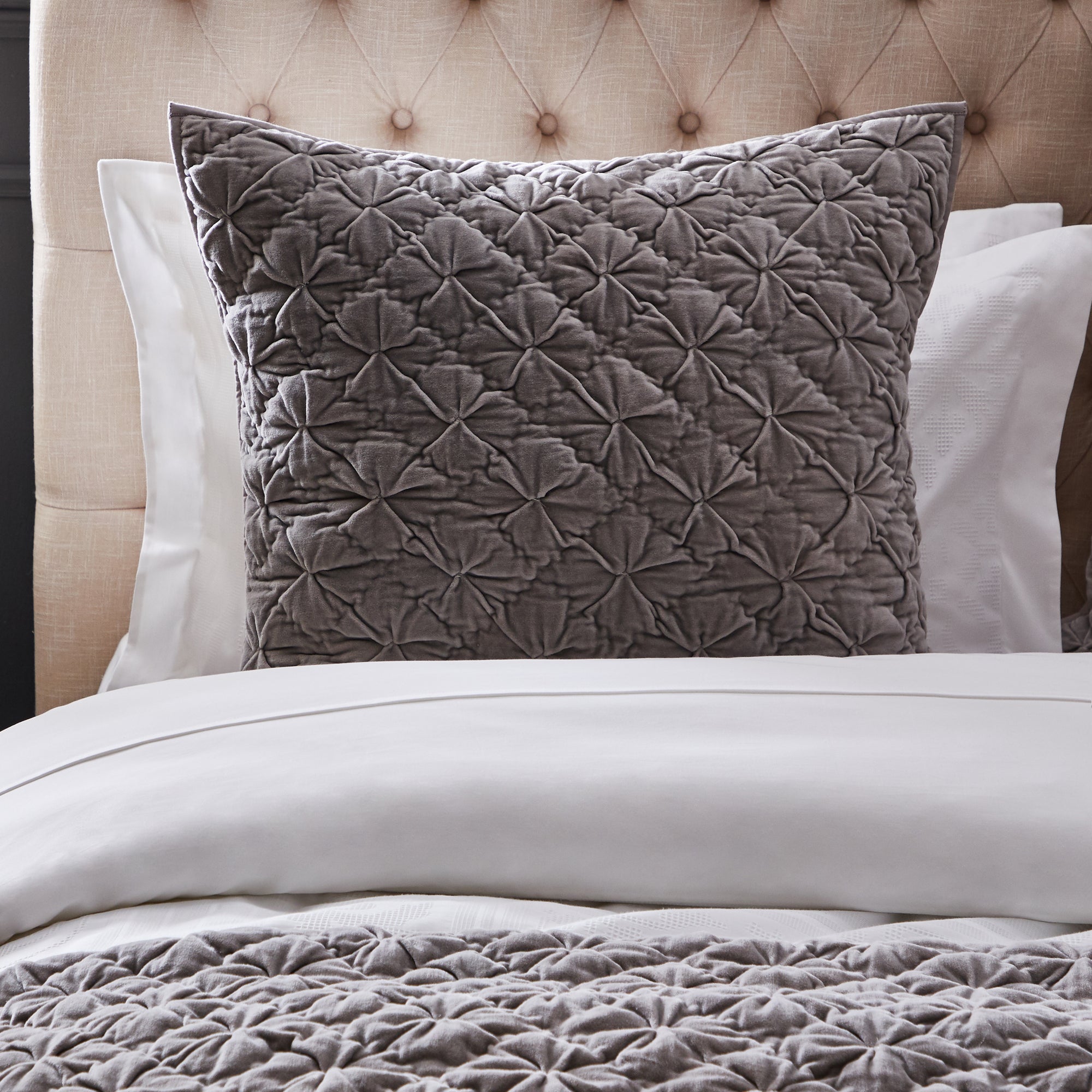 Dorma Grey Diamond Velvet Housewife Pillowcase | Dunelm
