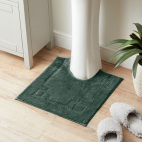 Luxury Cotton Non-Slip Forest Green Pedestal Mat