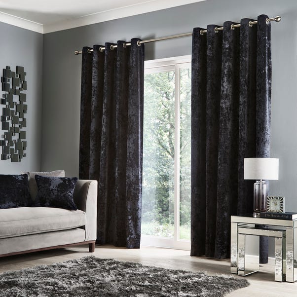 Crushed Velour Black Eyelet Curtains Dunelm Crushed Velour Black Eyelet Curtains, Black Velvet Blackout Curtains
