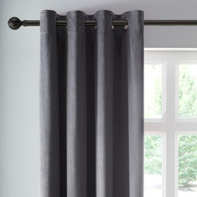 Reversible Merlot and Charcoal Velour Eyelet Curtains