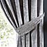 Crushed Velour Silver Pencil Pleat Curtain Tieback Silver