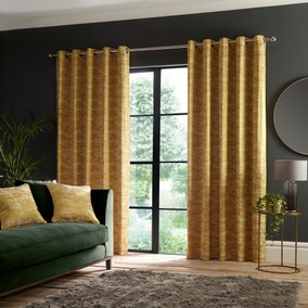 Luxe Texture Old Gold Eyelet Curtains