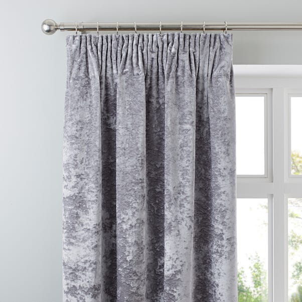Crushed Velour Silver Pencil Pleat Curtains  undefined