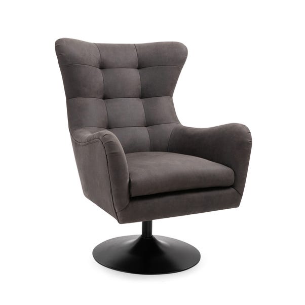 Roan Pu Leather Swivel Chair Dark, Grey Leather Chair