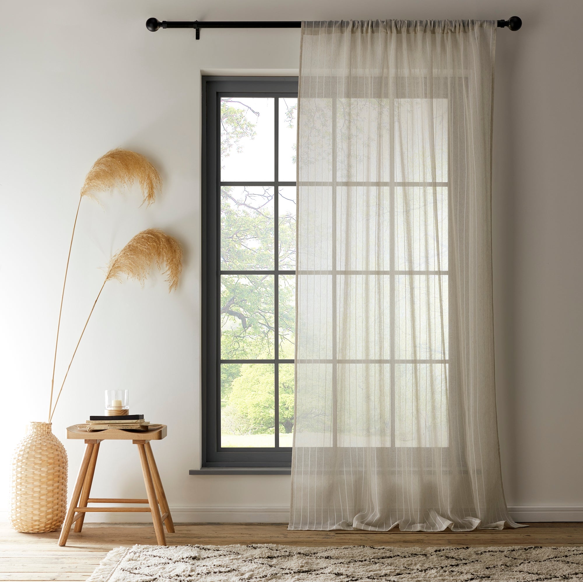 Lucia Stripe Natural Slot Top Voile Dunelm