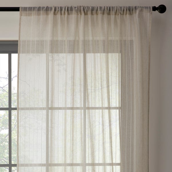 Lucia Stripe Natural Slot Top Voile, Can You Wash Voile Curtains