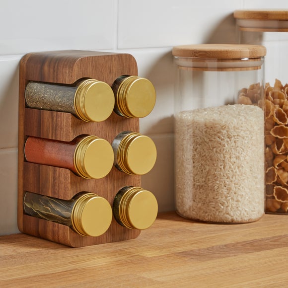 Dunelm Acacia Gold Spice Rack Dunelm