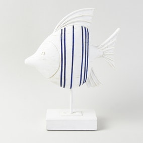 Blue and White Striped Fish Ornament