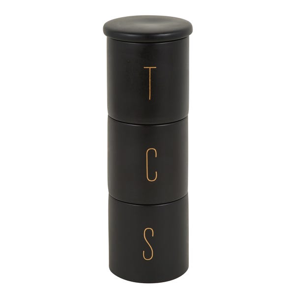 Set of 3 Matt Black Stacking Canisters image 1 of 3