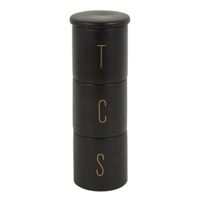 Matt Black Set of 3 Stacking Canisters