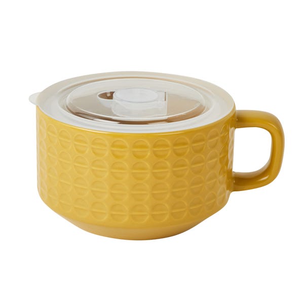 Ochre Embossed Ceramic Soup Mug Ochre