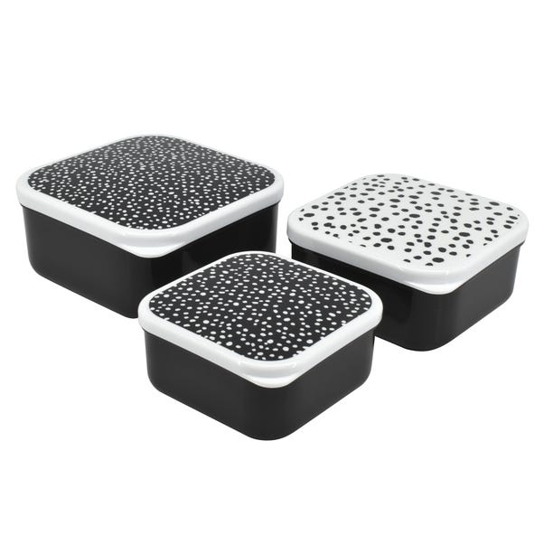 Set of 3 Global Dot Snack Boxes Black