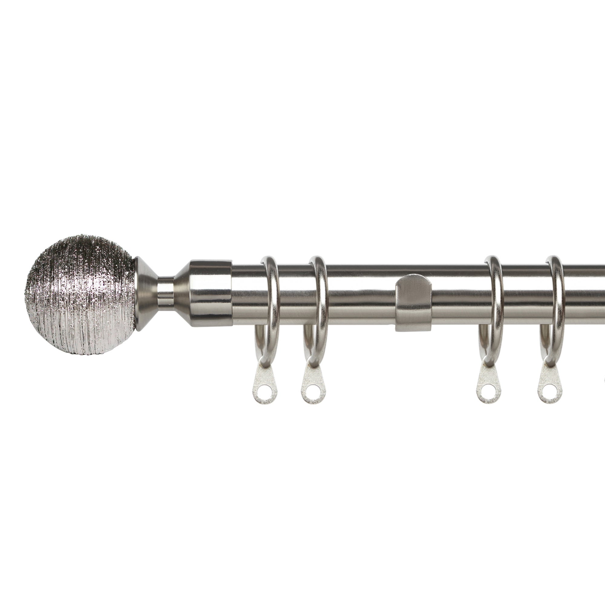 Holford Satin Silver Extendable Curtain Pole Kit 16/19mm Dunelm