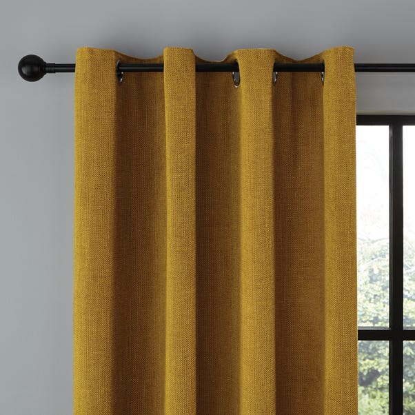 Wynter Old Gold Thermal Eyelet Curtains, Brown And Gold Curtains