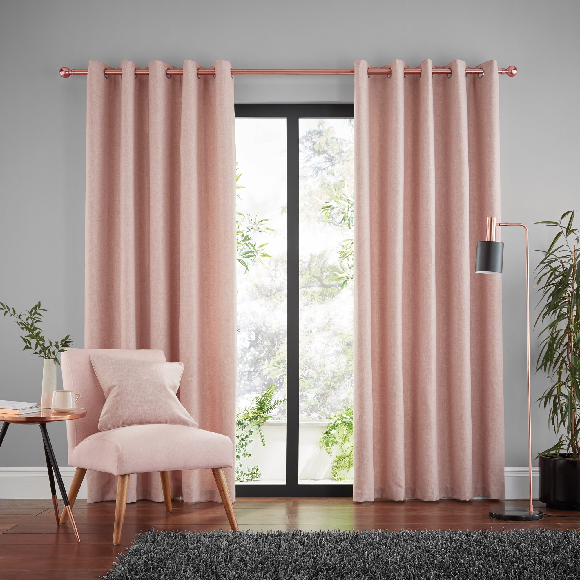 Jennings Blush Thermal Eyelet Curtains | Dunelm