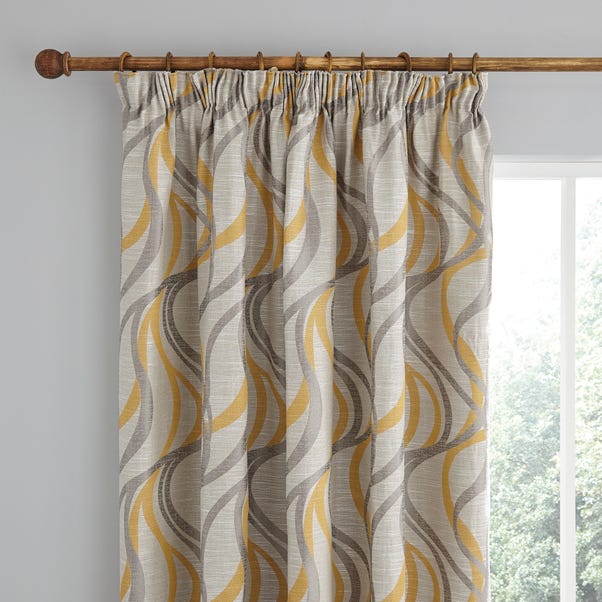 Mirage Ochre Pencil Pleat Curtains  undefined