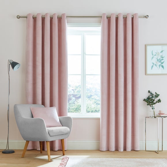 Ashford Blush Velour Eyelet Curtains Dunelm