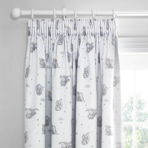 Disney Dumbo White Thermal Blackout Pencil Pleat Curtains image 1 of 6