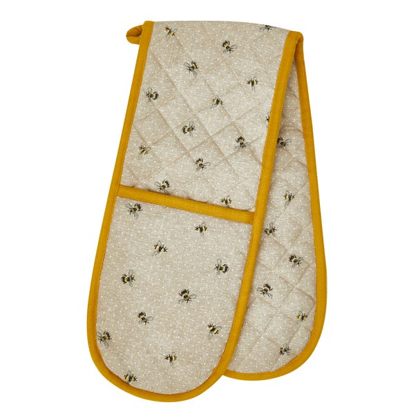 Bees Double Oven Glove Natural
