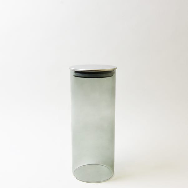 Smoked Large Glass Kitchen Canister Grey