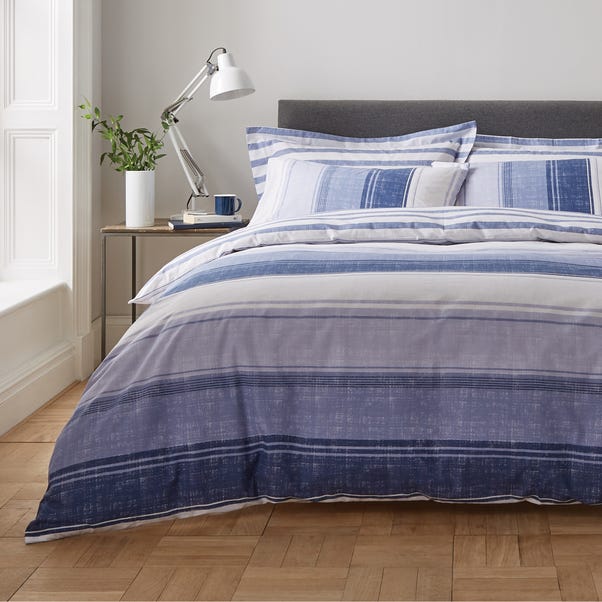 Ellis Blue Stripe Duvet Cover and Pillowcase Set  undefined