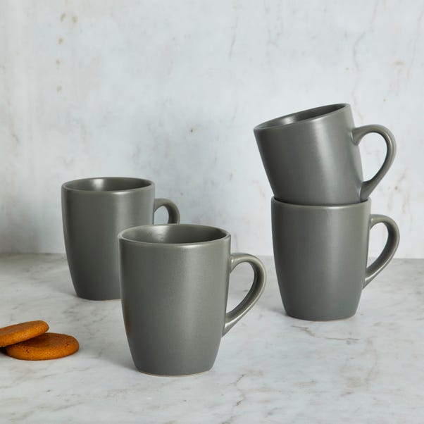 Set of 4 Stoneware Charcoal Mugs Charcoal