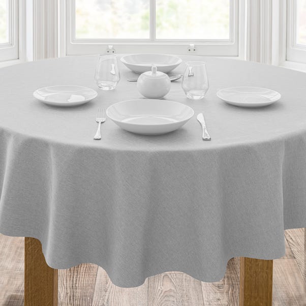 Semi Plain Grey Pvc Round Tablecloth, Grey Round Tablecloth