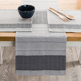 Global Bands Grey 100% Cotton Table Runner