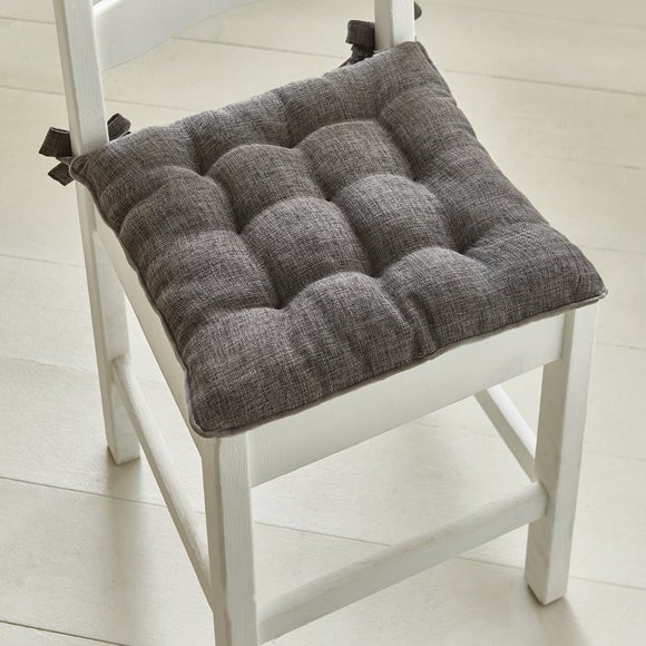 9 Stitch Charcoal Velvet Seat Pad Dunelm