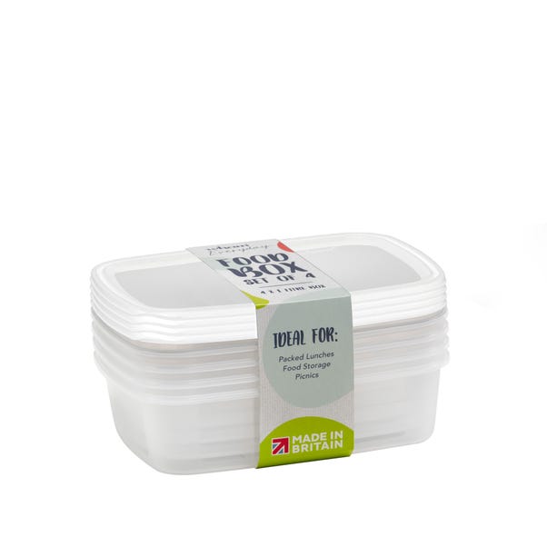 Pack of 4 Food 1L Food Containers Clear