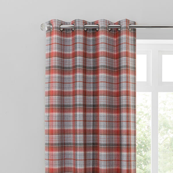 Inverness Check Red Eyelet Curtains image 1 of 7