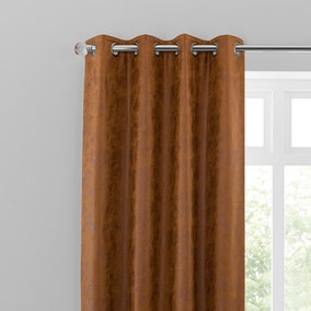 Faux Leather Tan Eyelet Curtains