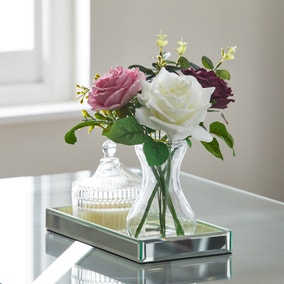 Artificial Roses Multi in Glass Vase