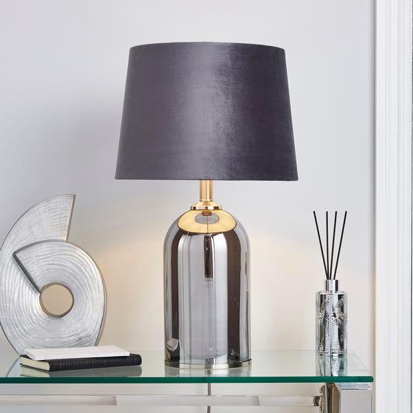 Lenny Smoked Glass Table Lamp | Dunelm
