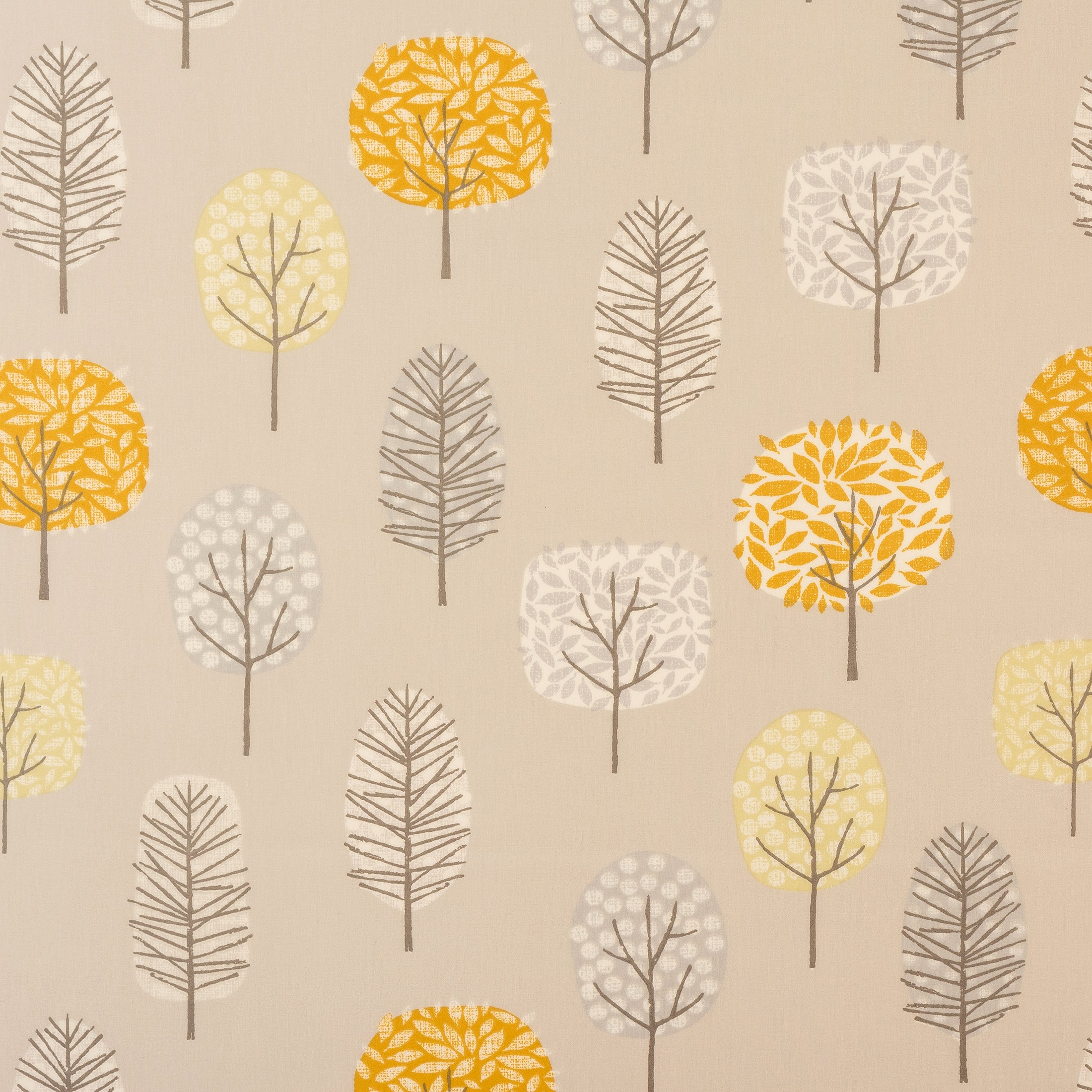 By the Metre Sweet Trees Ochre Oil Cloth Fabric