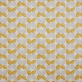 By the Metre Scandi Leaf Geo Ochre PVC Fabric