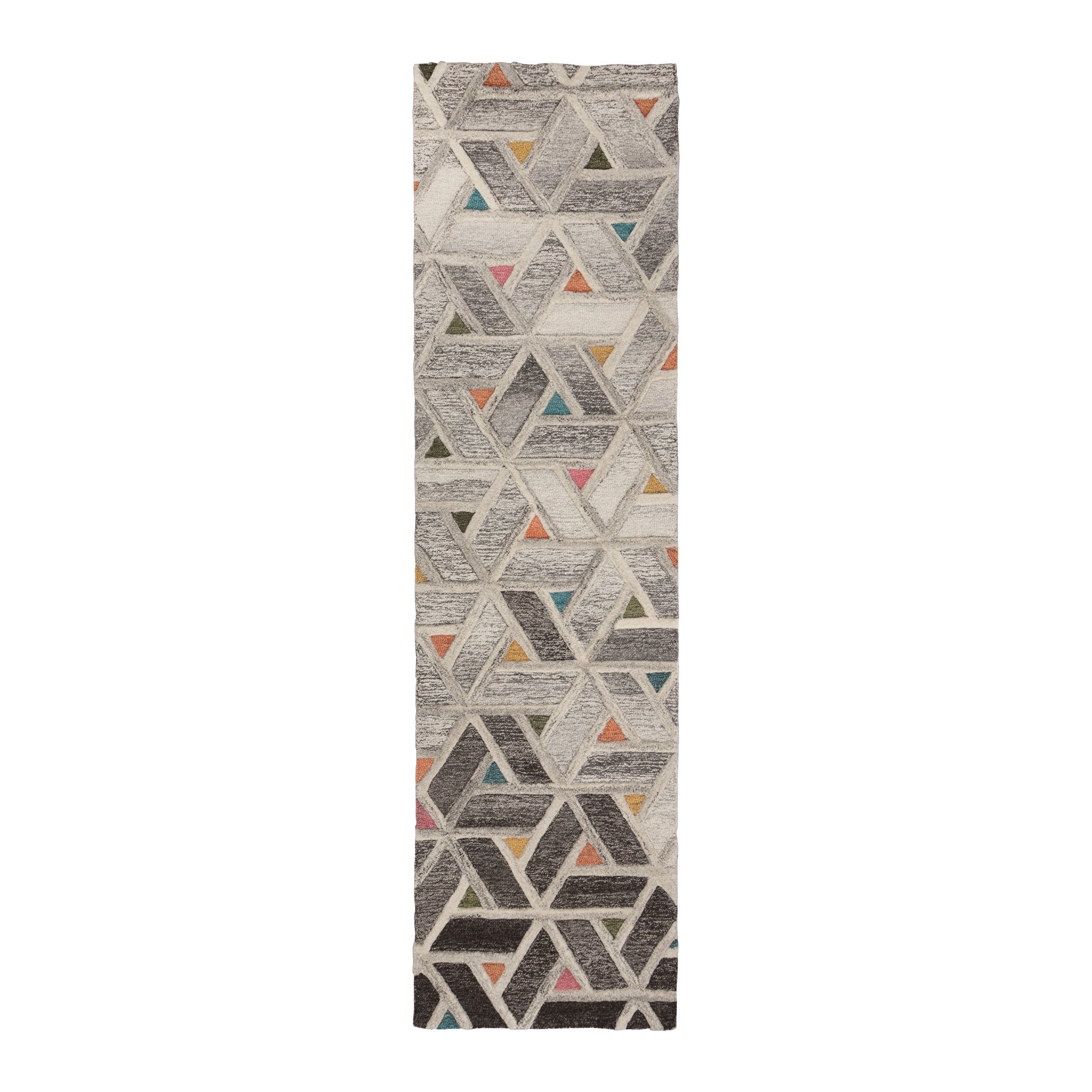 River Geometric Runner Grey Pink And Yellow