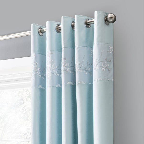 Elene Blue Blackout Eyelet Curtains Dunelm Elene Blue Blackout Eyelet Curtains, Duck Egg Blue Bedroom Curtains
