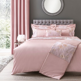 Elene Pink Floral Sequin Duvet Cover and Pillowcase Set