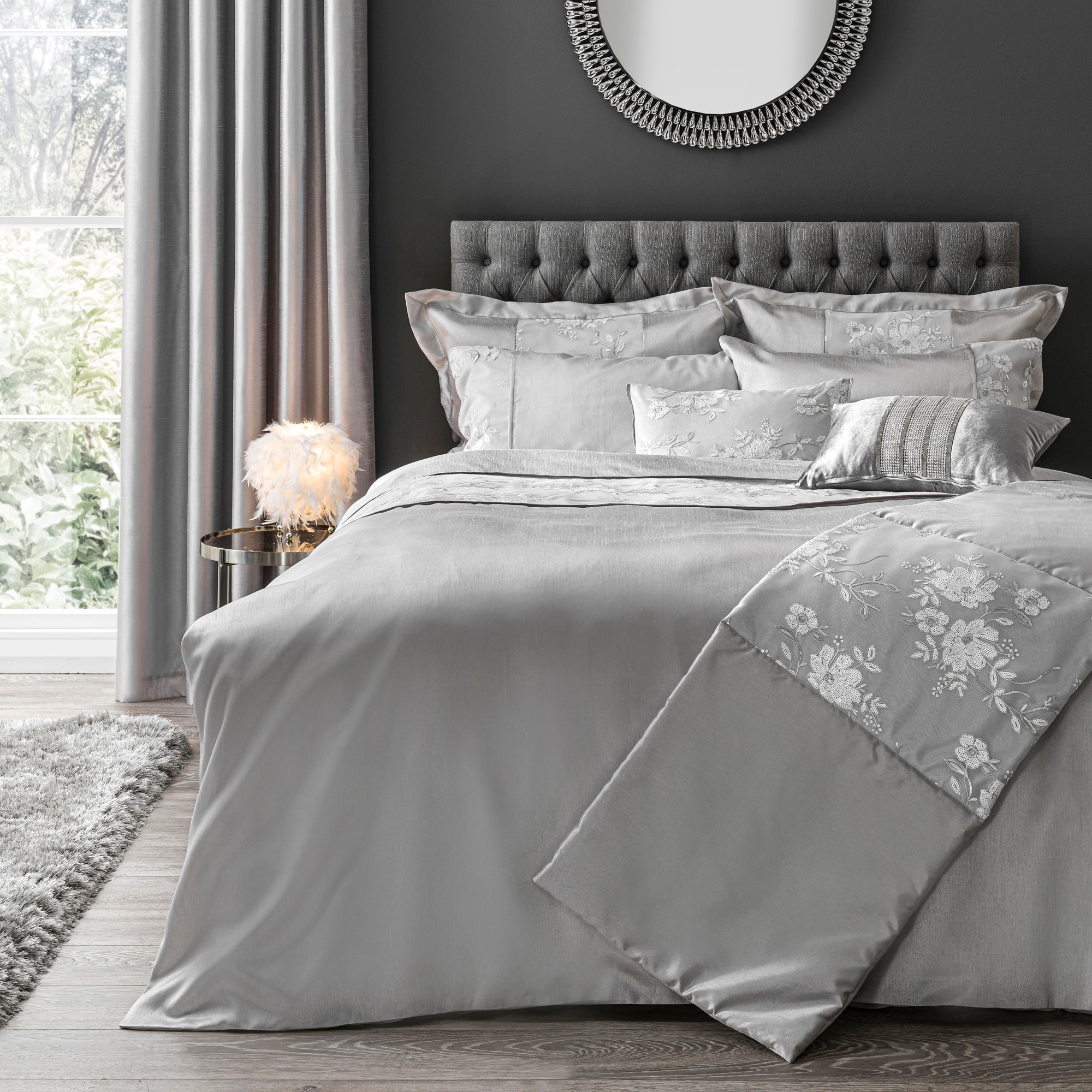 Elene Silver Duvet Cover And Pillowcase Set Dunelm