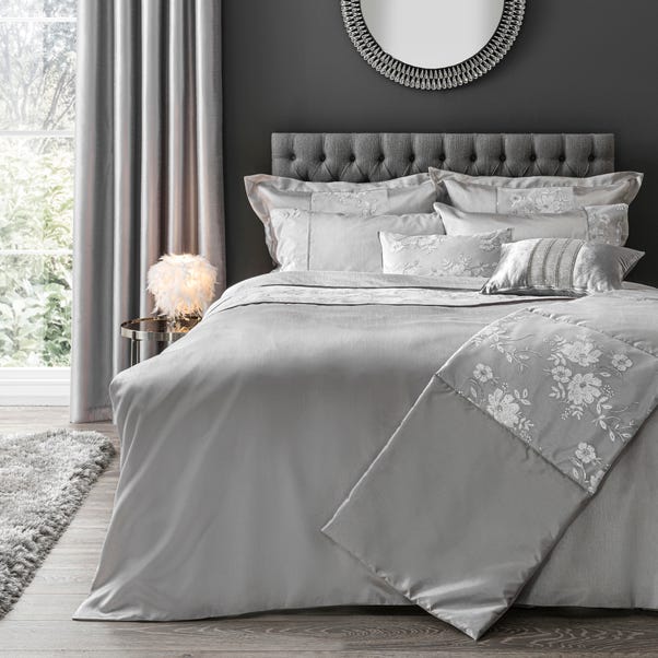 Elene Silver Duvet Cover And Pillowcase Set Dunelm Elene Silver Duvet Cover And Pillowcase, Grey Silver Bedding