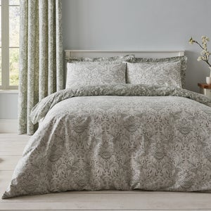 Evesham 100 Cotton Green Duvet Cover And Pillowcase Set