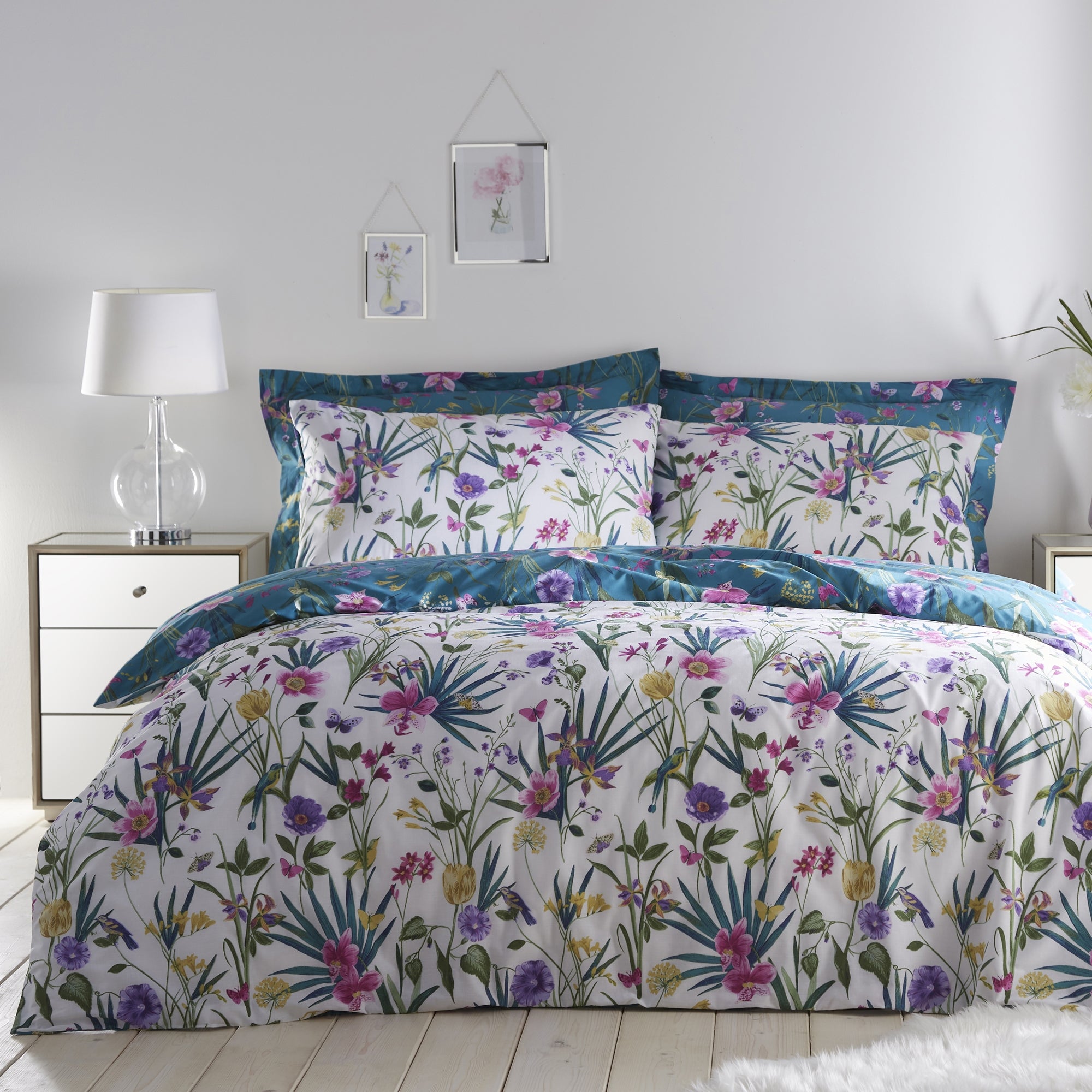 Fleur Blue Duvet Cover and Pillowcase Set | Dunelm