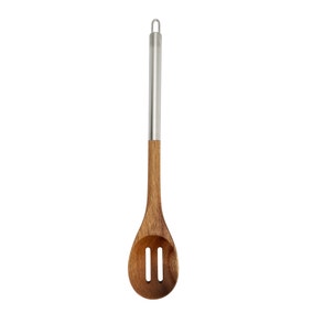 Dunelm Essentials Acacia Stainless Steel Slotted Spoon