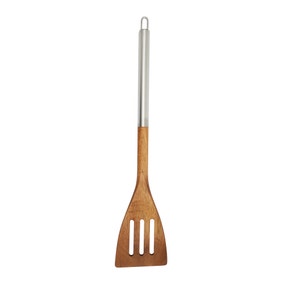 Dunelm Essentials Acacia Stainless Steel Slotted Turner