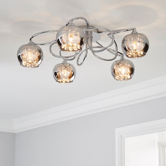 seychelles smoked flush ceiling fitting