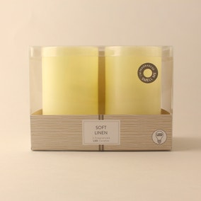 Set of 2 Clean Linen Scented LED Candles