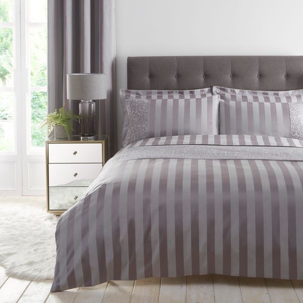 Allana Silver Stripe Duvet Cover and Pillowcase Set  undefined