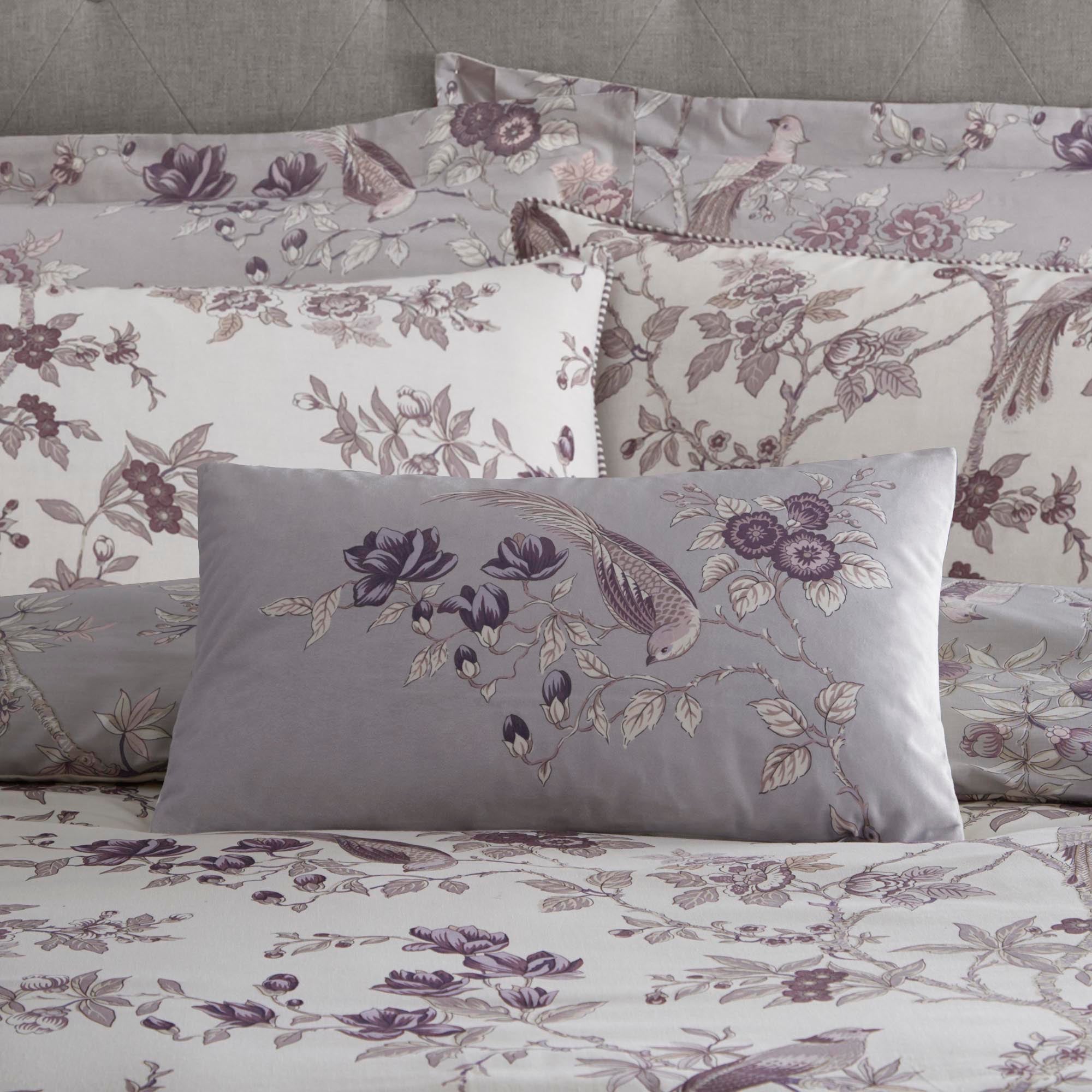 Oriental Bird Purple Cushion | Dunelm